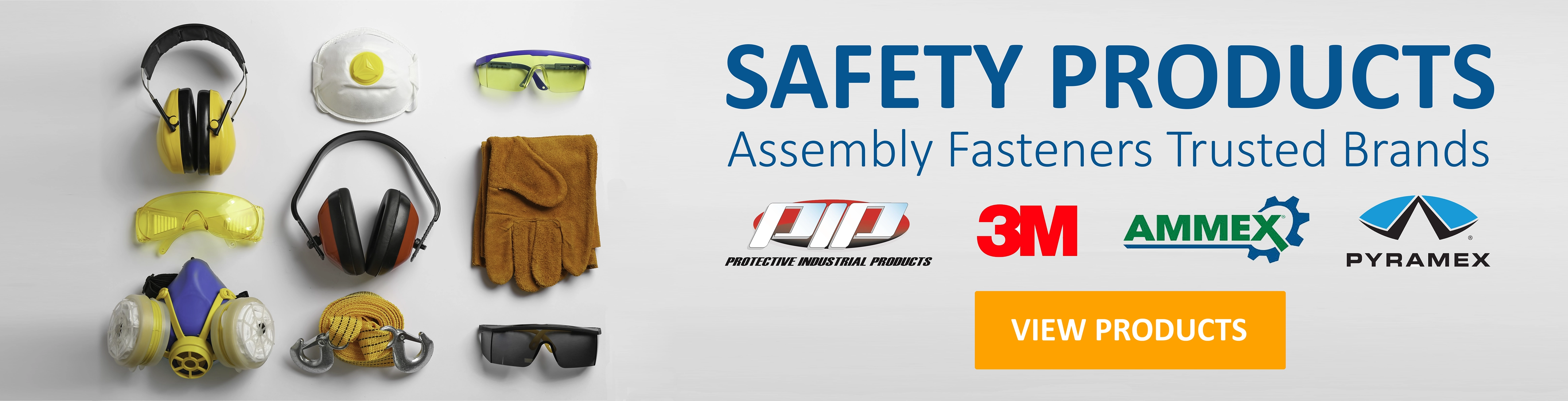 This image shows safety products such as hardhats, gloves, eyewear, etc.