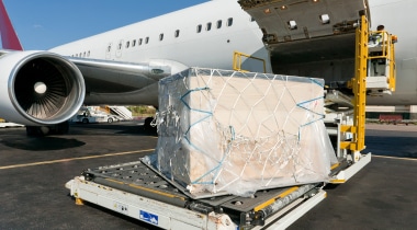 Cargo being loaded onto a plane